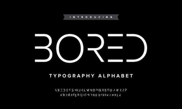 Alfabeto abstracto moderno futurista aburrido Tipografía de la a a la z del futuro simple Fuente vectorial aislada