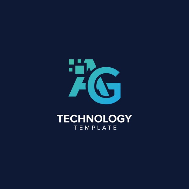 Alfabeto AG GA Tecnología Diseño del logotipo Elemento de píxel