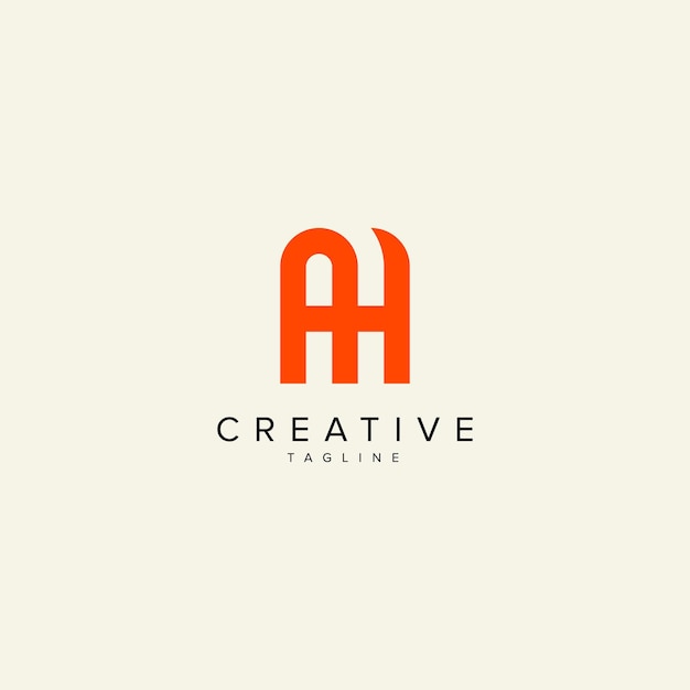 Alfabeto AH HA letra modelo vectorial de logotipo de estilo monograma moderno