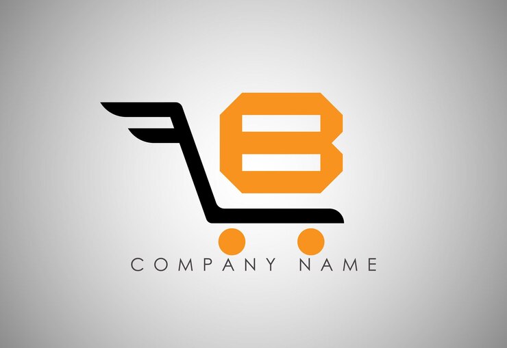 Alfabeto B Logotipo del carrito de compras Diseño del concepto Ilustración Iconos