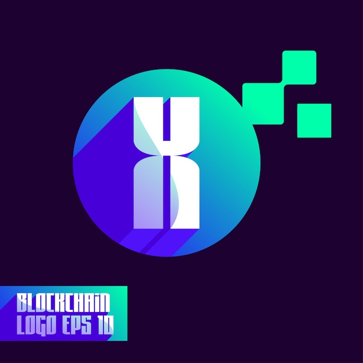Vector alfabeto blockchain x logotipo
