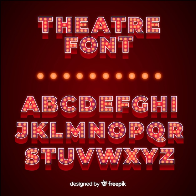 Vector alfabeto de bombilla de teatro lujoso