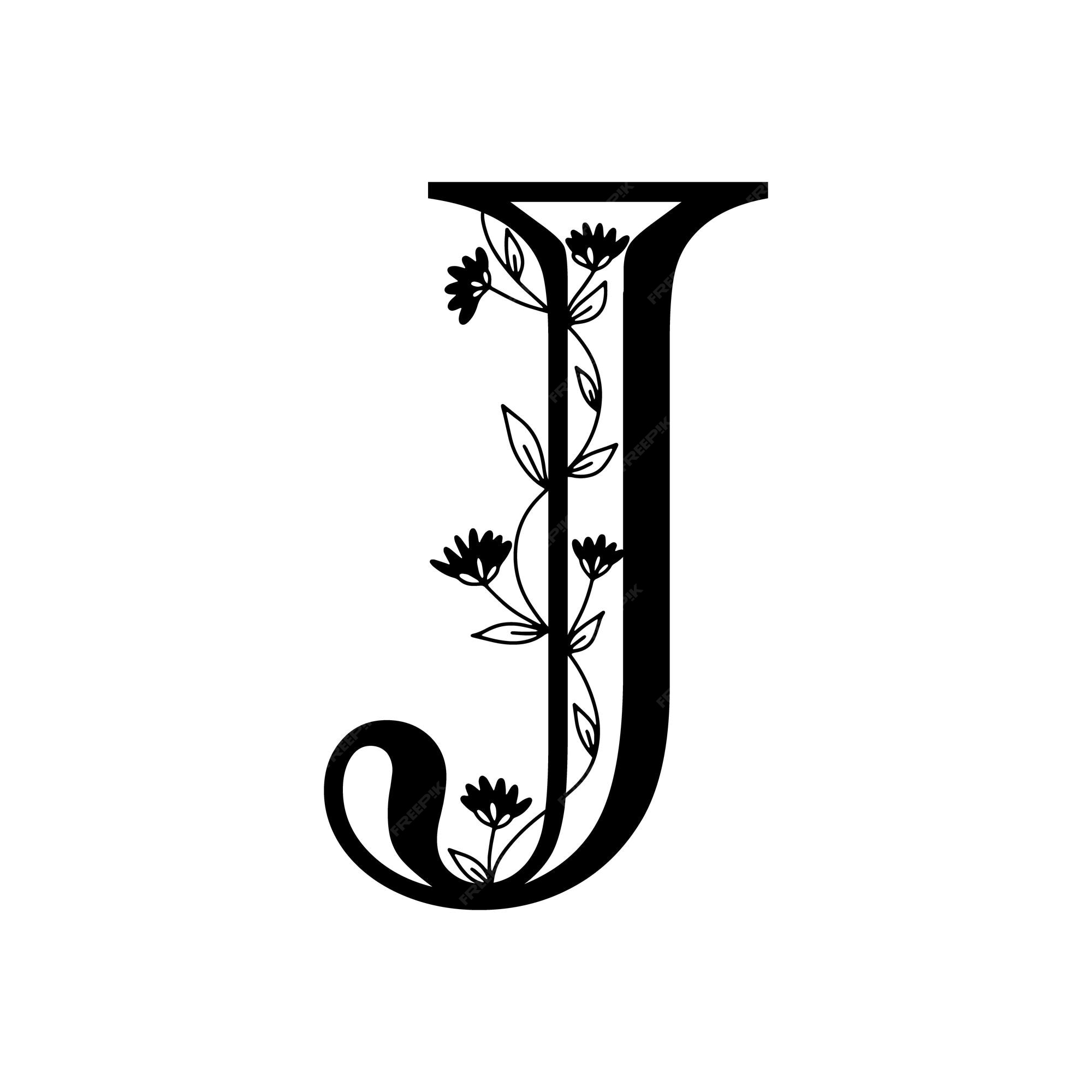 Desarmado clásico combustible Alfabeto botánico floral. letra de monograma dibujada a mano vintage j.  carta con plantas y flores | Vector Premium
