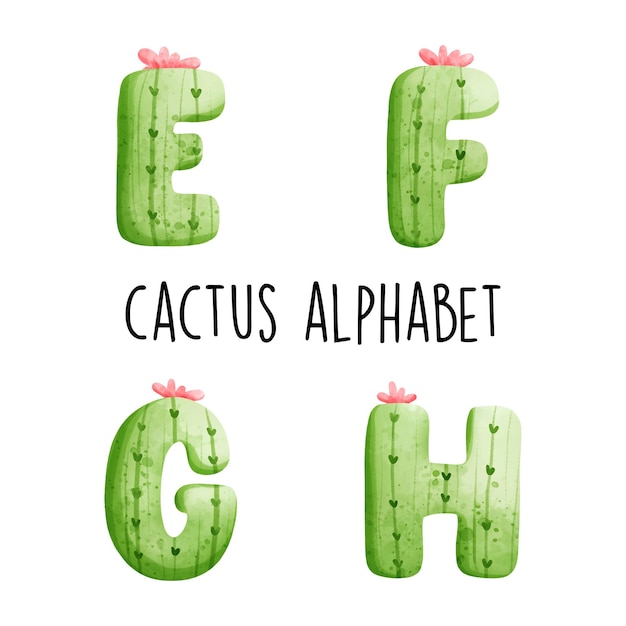 Alfabeto de cactus ilustración vectorial