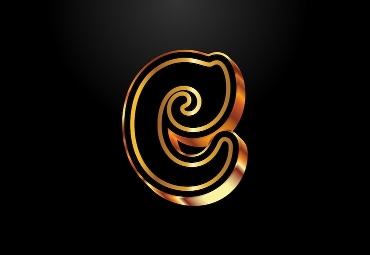 Vector alfabeto de color dorado y negro c dorado elegante ilustración vectorial del alfabeto de color