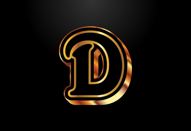 Vector alfabeto de color dorado y negro d dorado elegante ilustración vectorial del alfabeto de color