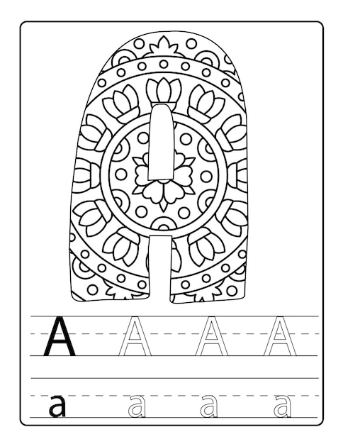 Alfabeto para colorear páginas con diseños lindos vector