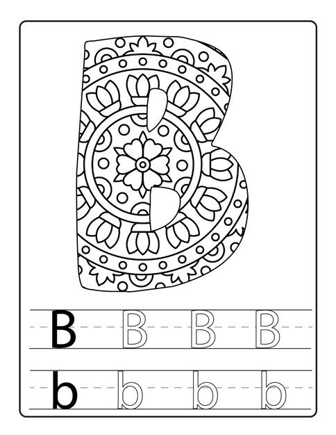 Alfabeto para colorear páginas con diseños lindos vector