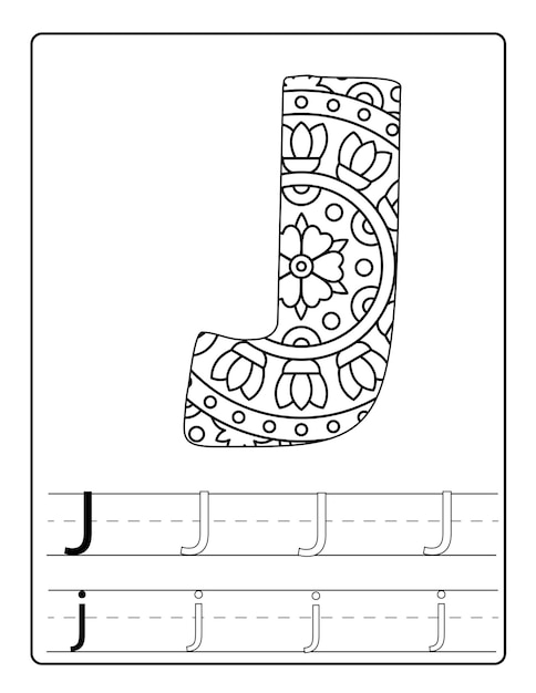Alfabeto para colorear páginas con diseños lindos vector