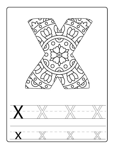 Alfabeto para colorear páginas con diseños lindos vector