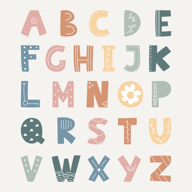 Vector un alfabeto colorido con letras que dicen alfabeto y letras