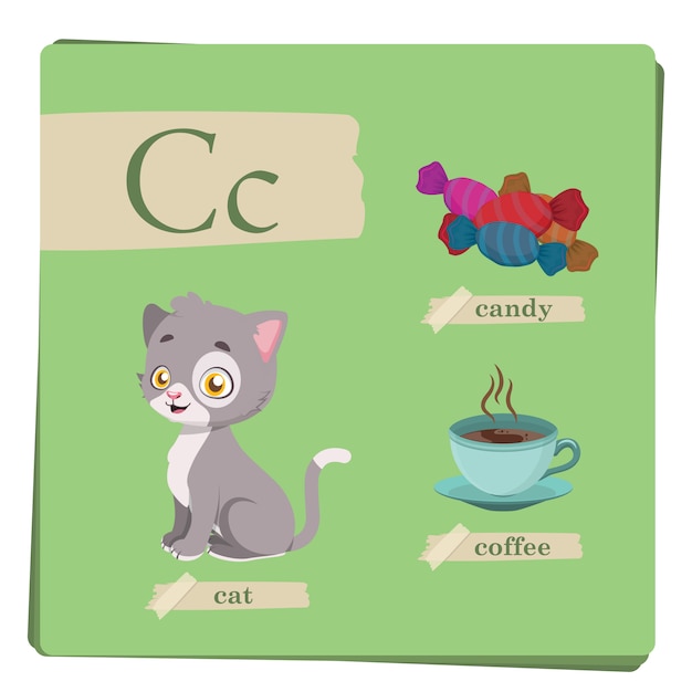 Alfabeto colorido para niños - letra c