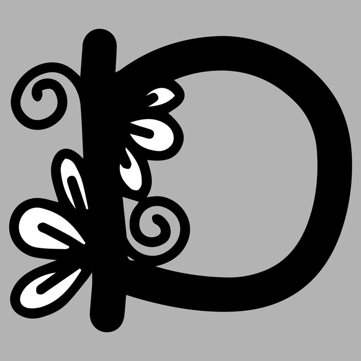 Vector alfabeto d floral ornamental alfabeto inicial letra d educación y diversión para niños