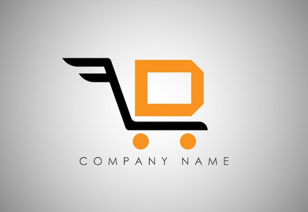 Alfabeto D El logotipo del carrito de compras Diseña el concepto Ilustración Iconos
