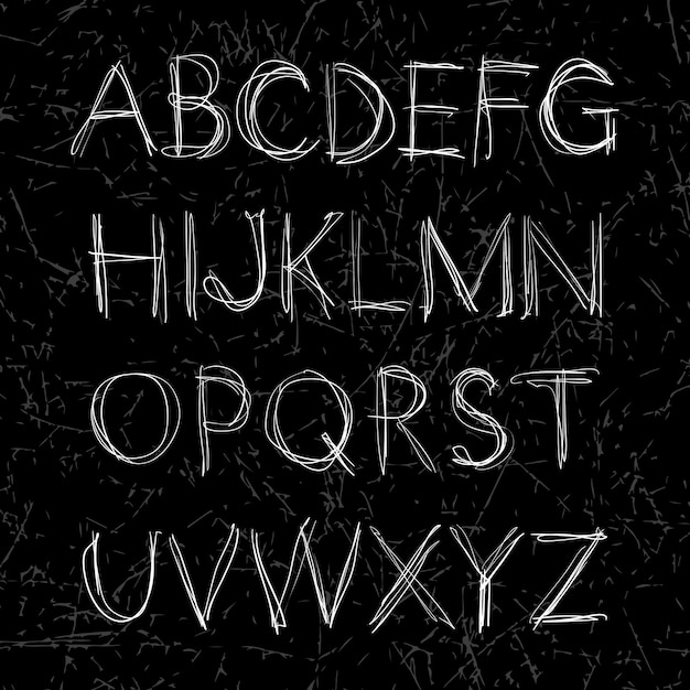Vector alfabeto dibujado a mano vector conjunto de letras