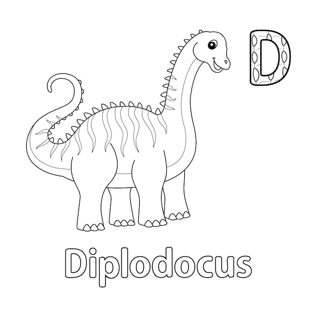 Alfabeto Diplodocus Dinosaurio ABC Para Colorear D