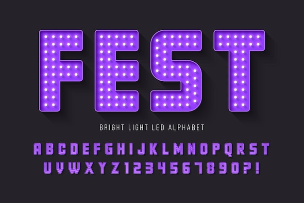 Alfabeto de diseño de cine retro lámparas LED de cabaret letras y números