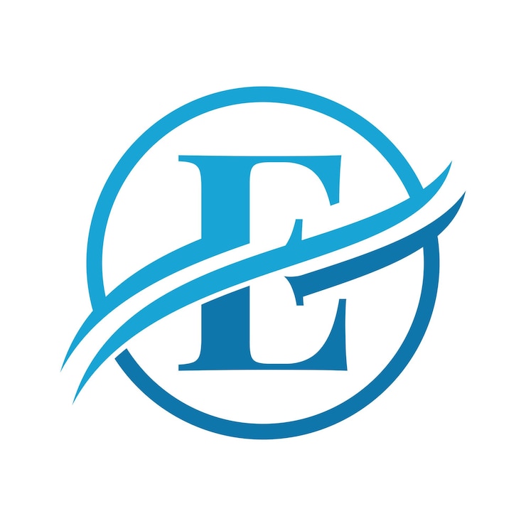 Vector alfabeto e inicial con diseño de logotipo de swoosh o ocean wave