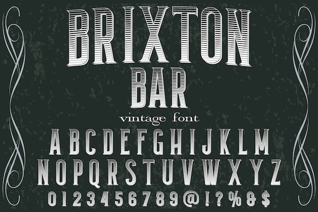 Alfabeto efecto sombra etiqueta diseño brixton bar