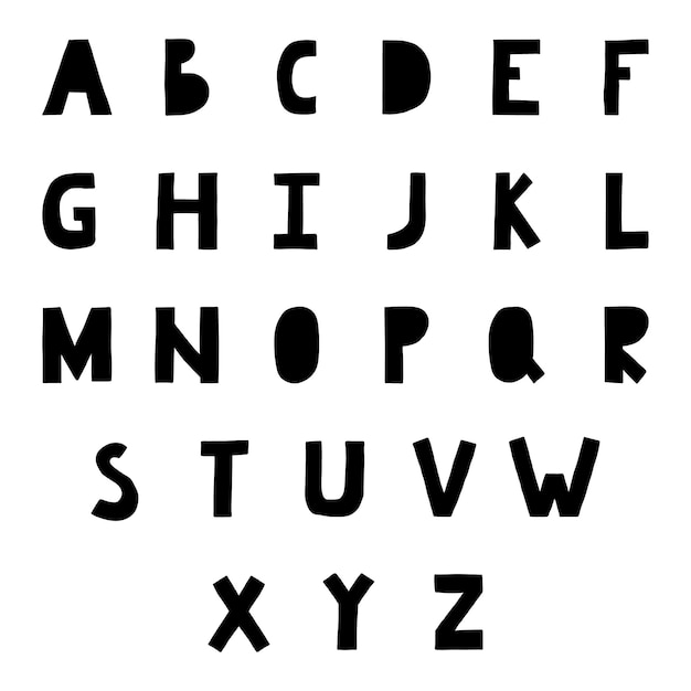 Alfabeto escandinavo Fuente dibujada a mano de la guardería latina del estilo nórdico Letras decorativas dibujadas a mano