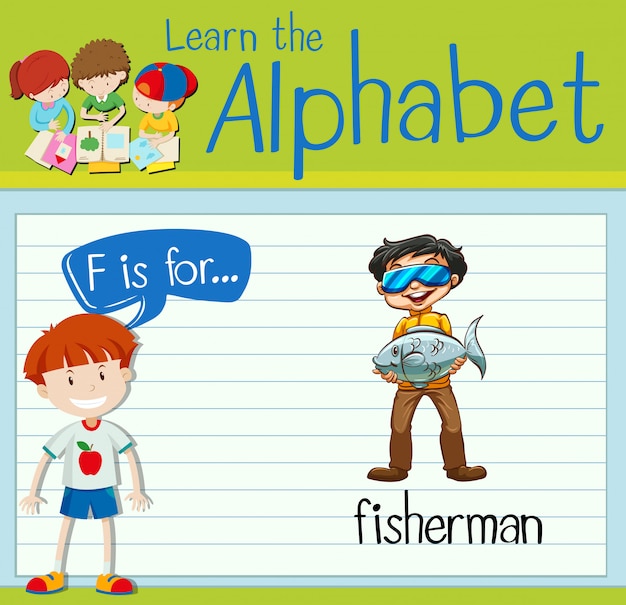 El alfabeto F de la Flashcard es para el pescador