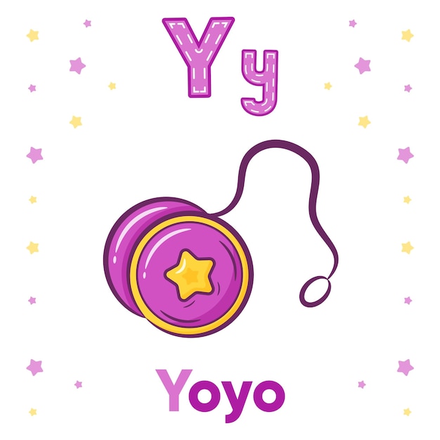 Vector alfabeto flashcard letra y con lindo dibujo de yoyo