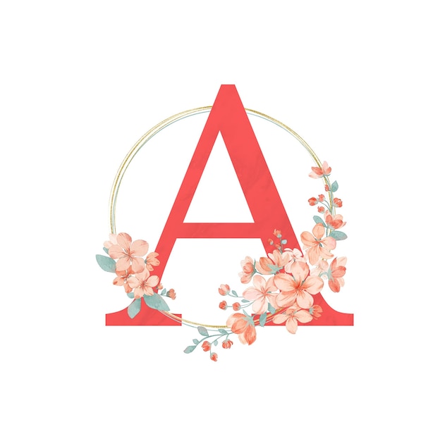 Alfabeto floral acuarela flor Letra A
