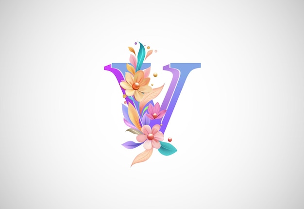 Vector alfabeto floral v logotipo para invitaciones de boda tarjeta de felicitación logotipo de cumpleaños póster otras ideas