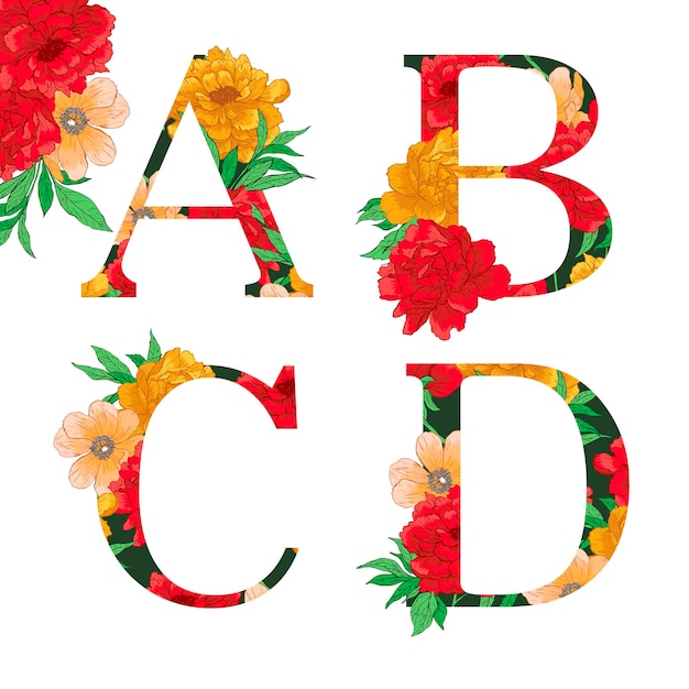 El alfabeto de las flores coloridas