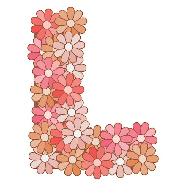 Alfabeto de flores florales. letra L