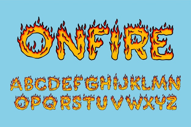 Alfabeto Fuego texto vector Letras