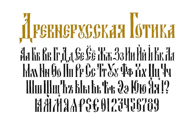 El alfabeto de la fuente gótica rusa antigua