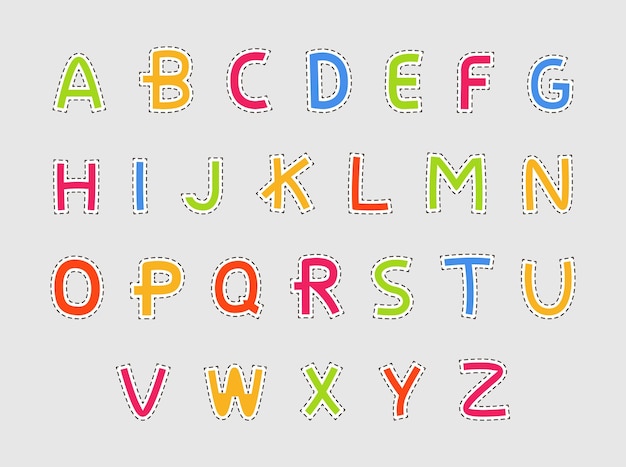 Alfabeto de fuentes de costura o abc para vector de niños