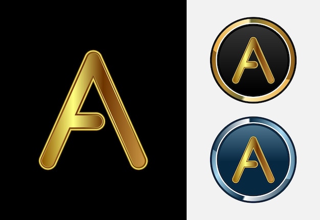 Alfabeto futurista A en estilo de color dorado Símbolo alfabético gráfico para la identidad empresarial corporativa