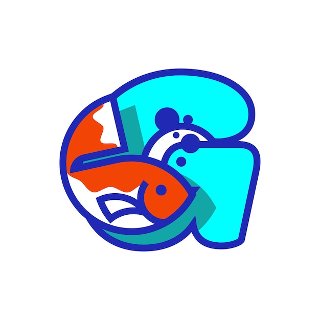 Vector alfabeto g pescado logotipo