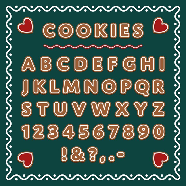Vector alfabeto de galletas de jengibre fuente de cookies