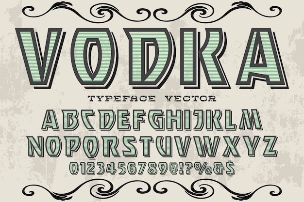 Alfabeto gráfico estilo vodka