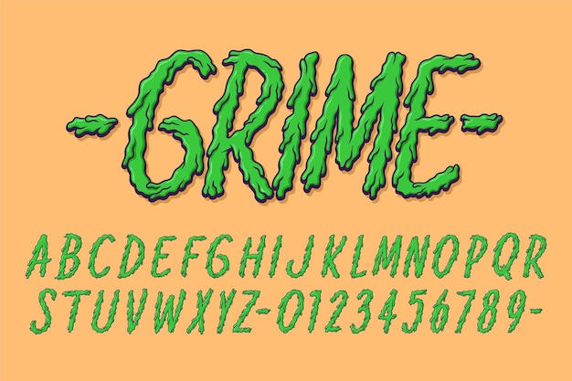 Alfabeto Grime Melt Tipografía Conjunto concepto Vector de dibujos animados