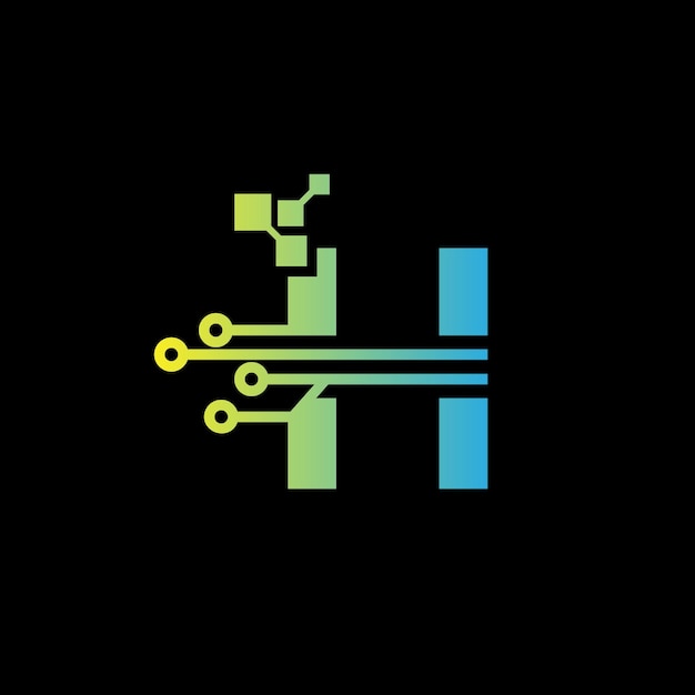 Alfabeto H logo inicial con concepto de tecnología plantilla de logotipo de tecnología H