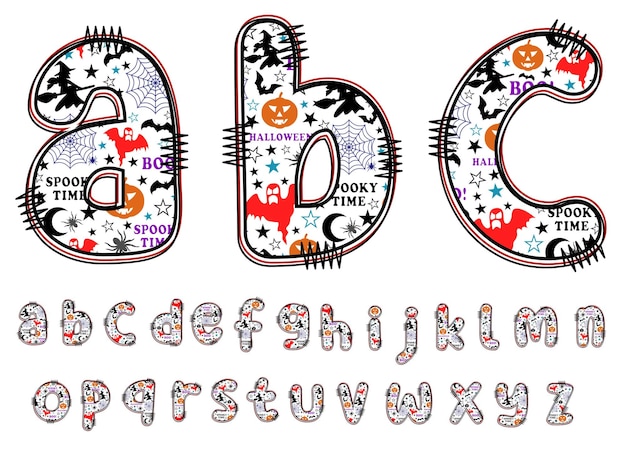 Vector alfabeto halloween conjunto diseño vector fuente halloween vector letra halloween