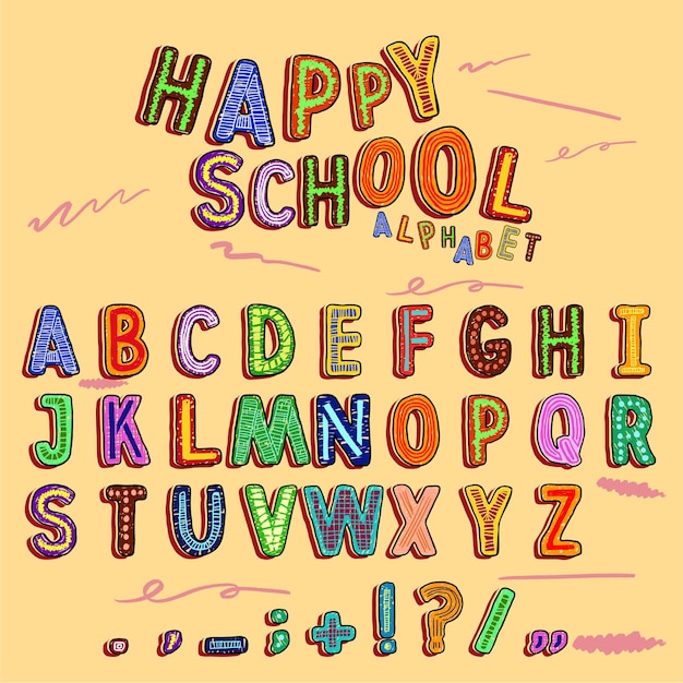 Alfabeto de handrawn colorido