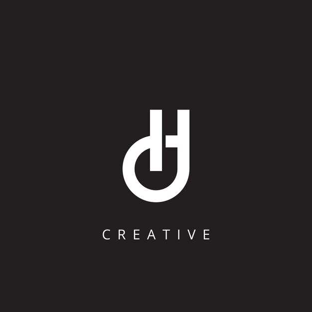 Alfabeto HD DH carta logo diseño plantilla vector ilustración
