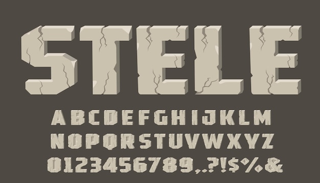 Alfabeto hecho de lítico Conjunto de letras de piedras