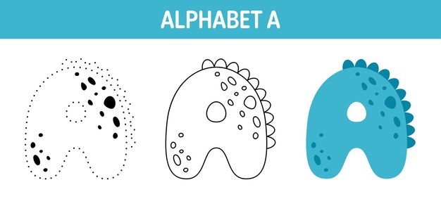 Alfabeto A hoja de trabajo para calcar y colorear para niños