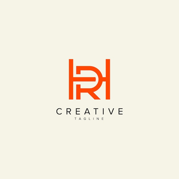 Alfabeto HR RH letra modelo vectorial de logotipo de estilo monograma moderno