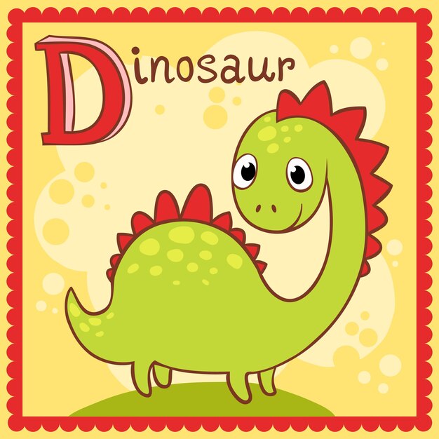 Alfabeto ilustrado letra D y dinosaurio