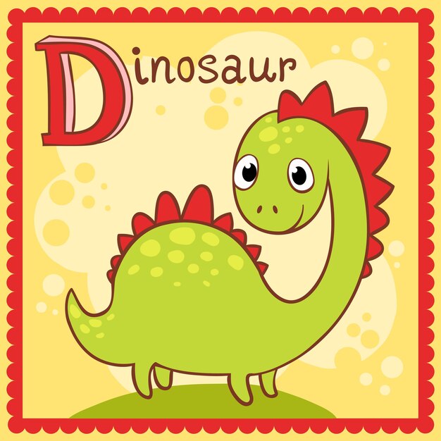 Alfabeto ilustrado letra d y dinosaurio