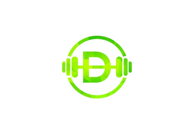 Alfabeto inglés D con una barra de estilo polivinílico bajo Diseño de logotipo vectorial de elevación Logotipo vectorial para culturismo