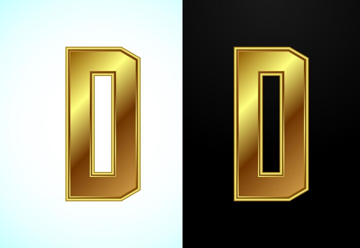 Vector alfabeto inglés d en estilo de color dorado símbolo alfabético gráfico para la identidad empresarial corporativa