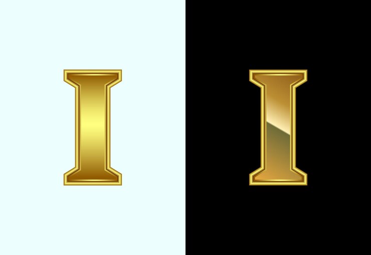 Vector alfabeto inglés i en estilo de color dorado símbolo gráfico del alfabeto para la identidad empresarial corporativa